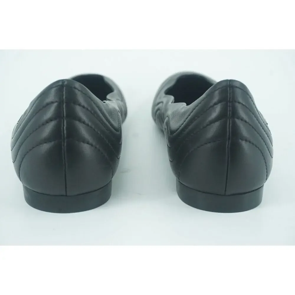 AGL Black Leather Miledy AlmondToe Quilted Ballet Flat SZ 39.5 New $380